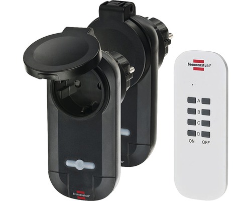 Brennenstuhl Comfort Line draadloze schakelaarset, 2-pack, IP44, zwart, 1507030