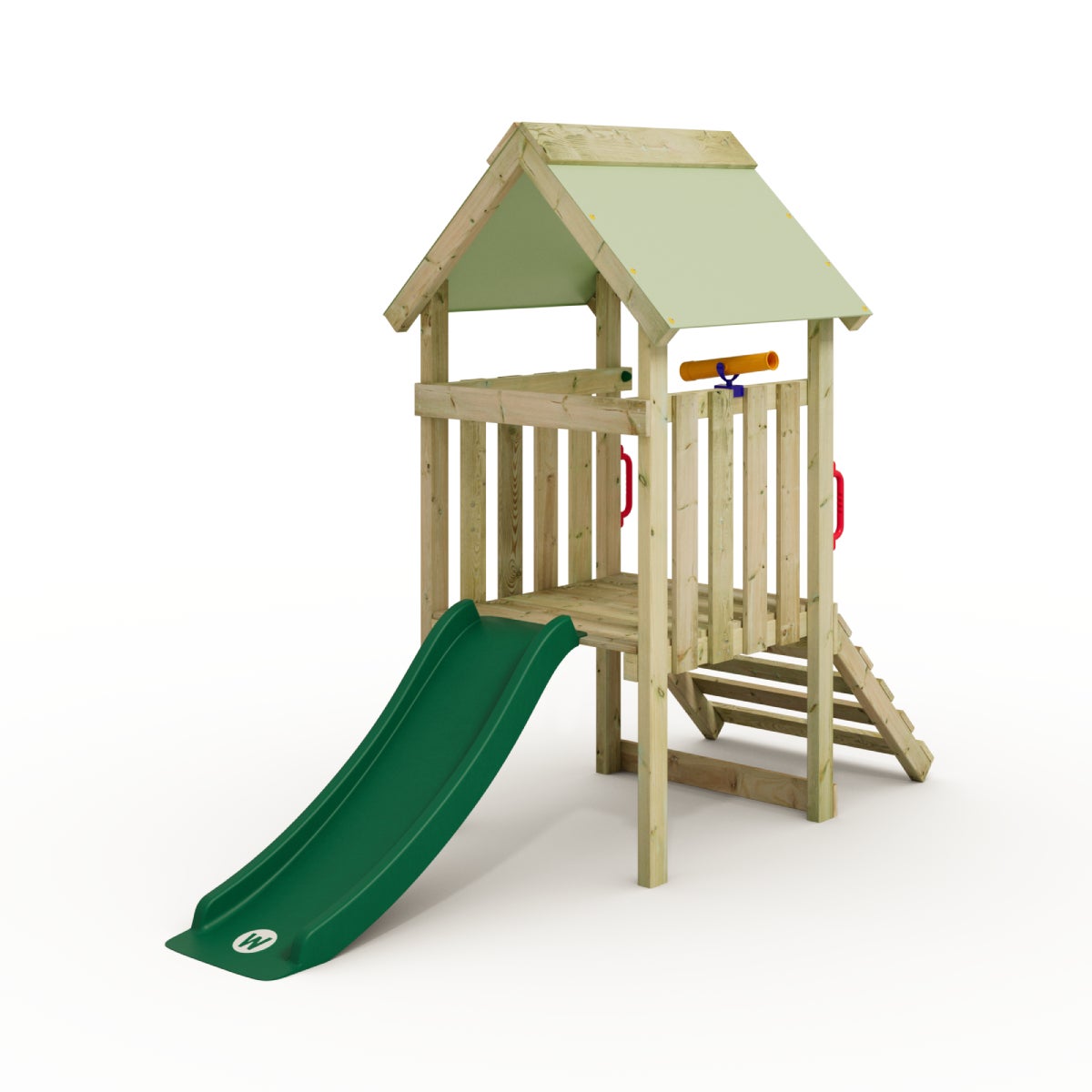 WICKEY Peuter Klimtoren Mijn Eerste Steltenhuis 1 met Glijbaan - Pastelgroen
