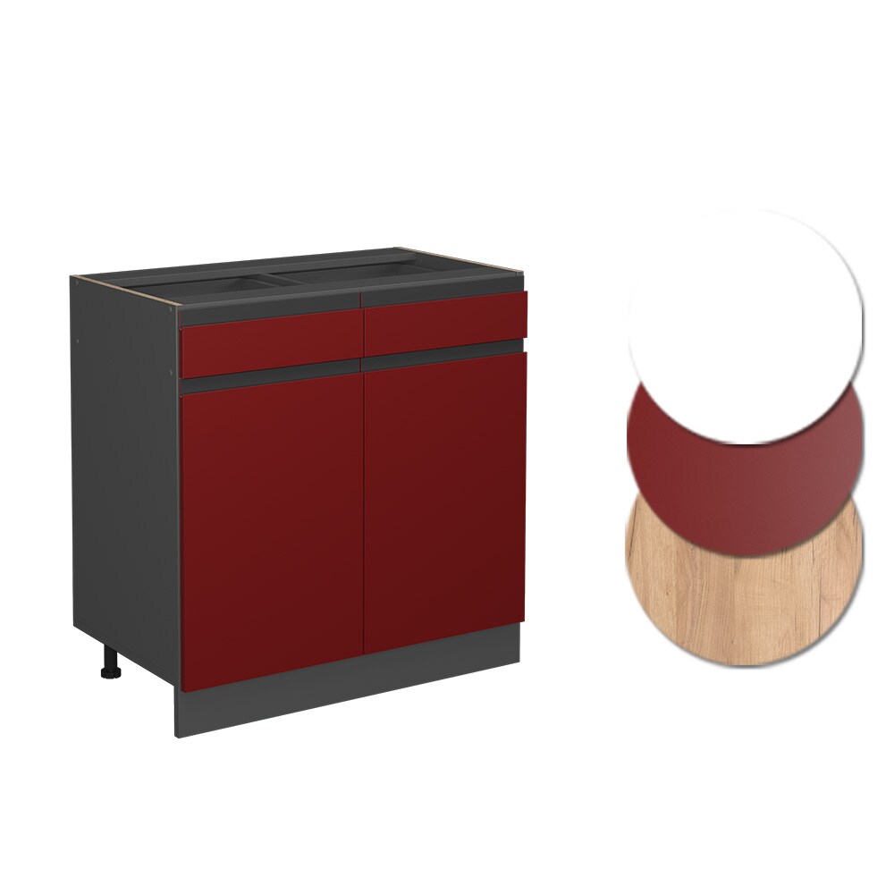 Vicco Schubunterschrank Küchenschrank Küchenmöbel R-Line J-Shape Anthrazit Rot 80 cm modern