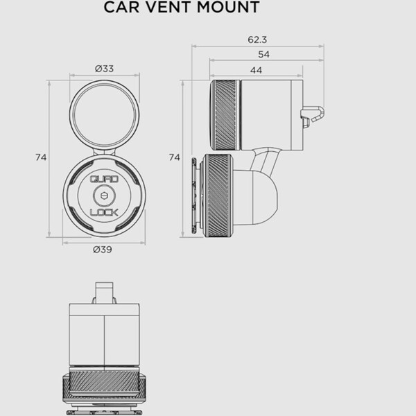 Quad Lock - Support Grille de ventilation Noir