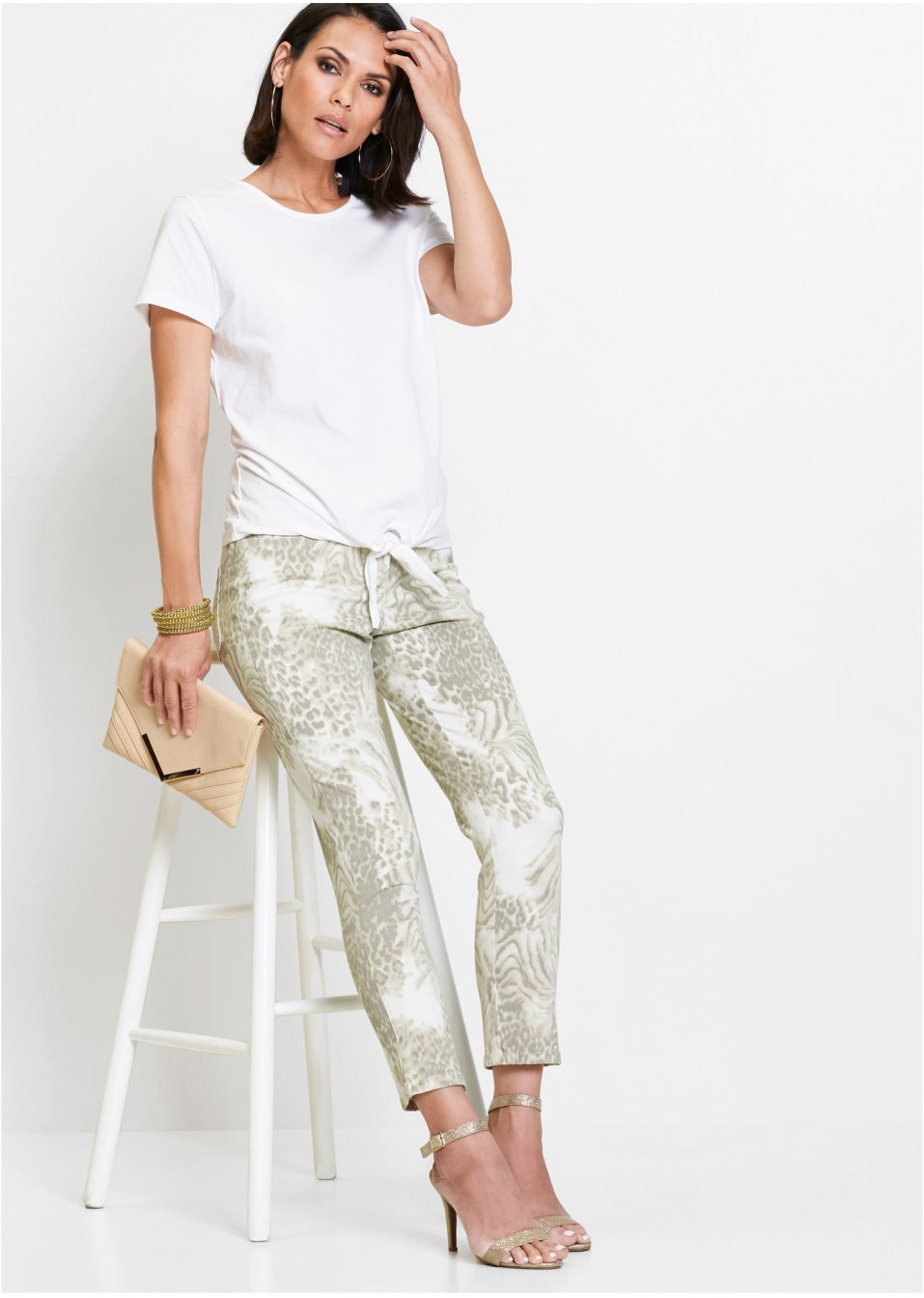 Pantalon extensible 7/8 imprimé