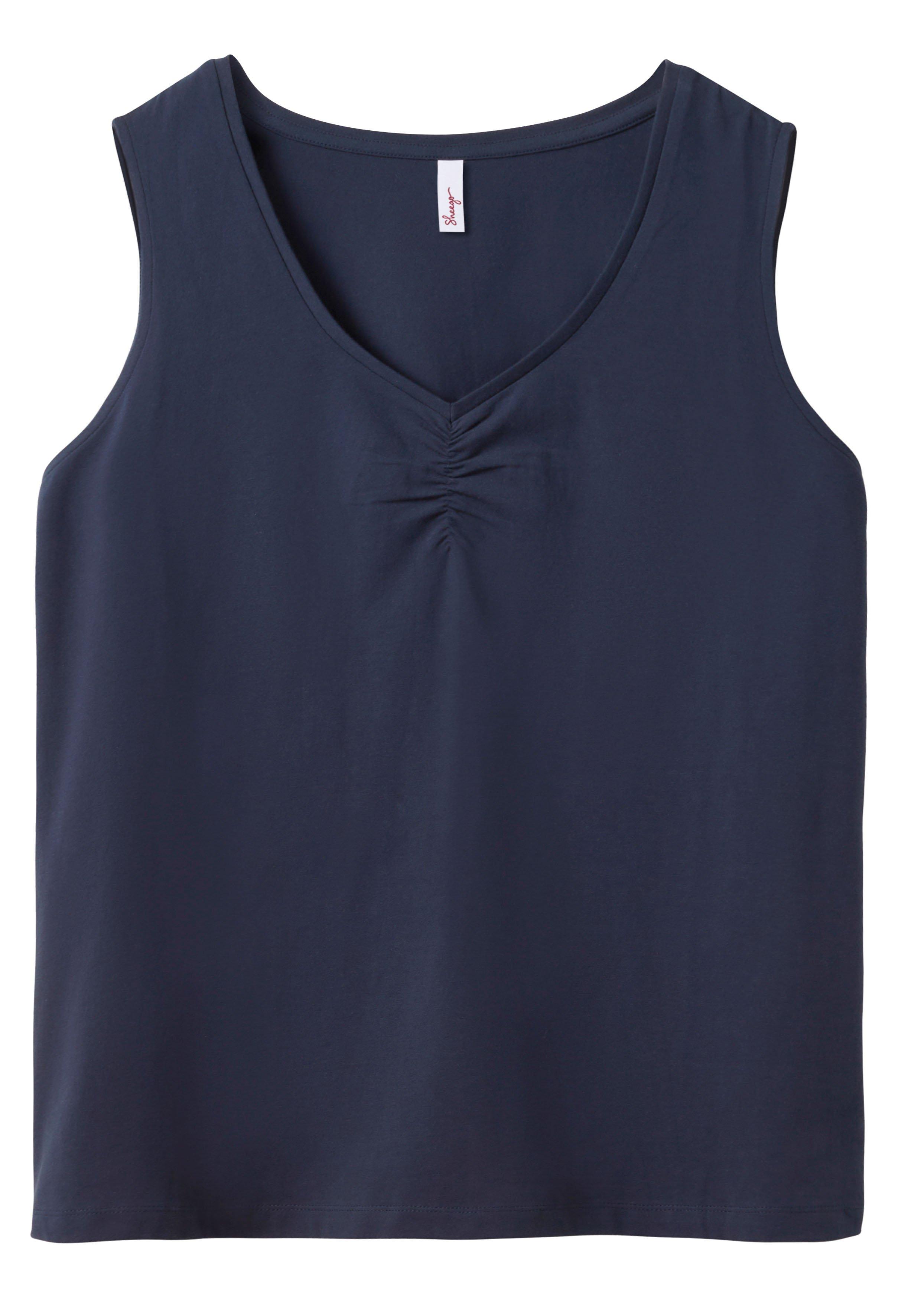 Tanktop mit Kräuselung am V-Ausschnitt