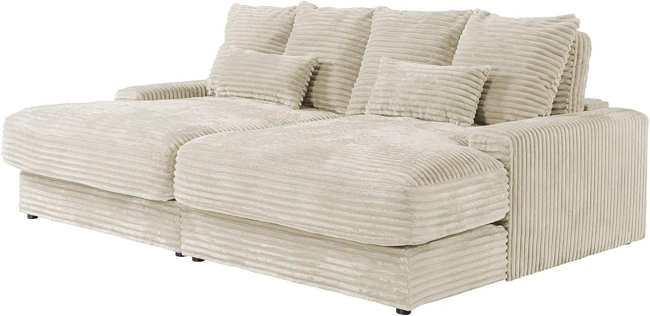 Pascal Morabito - 4-Sitzer-Sofa, Komfort, Tiefe Sitzfl‰Che, aus Cordstoff, groﬂe Rippen, Beige Calazo