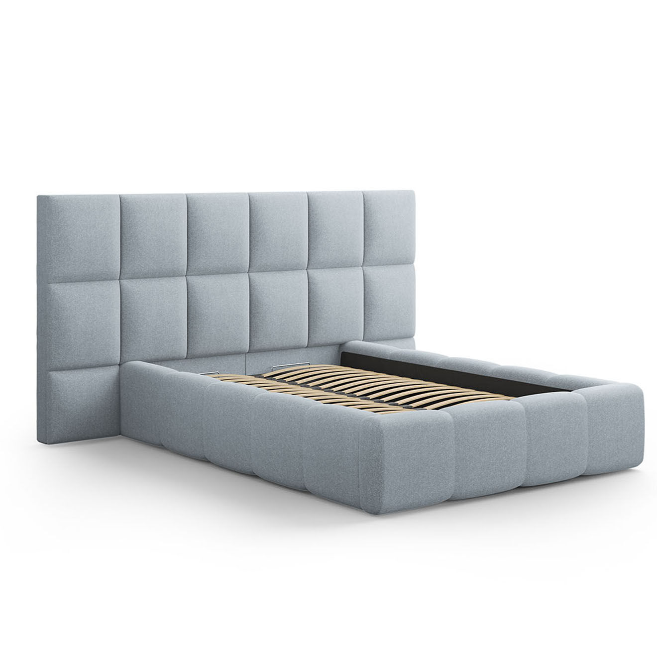 Maison Héritage Lit avec coffre de rangement Isa bleu clair - 230x250x125 cm