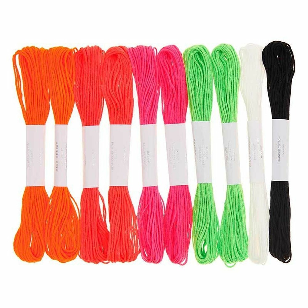 20 fils à broder en coton - fluo