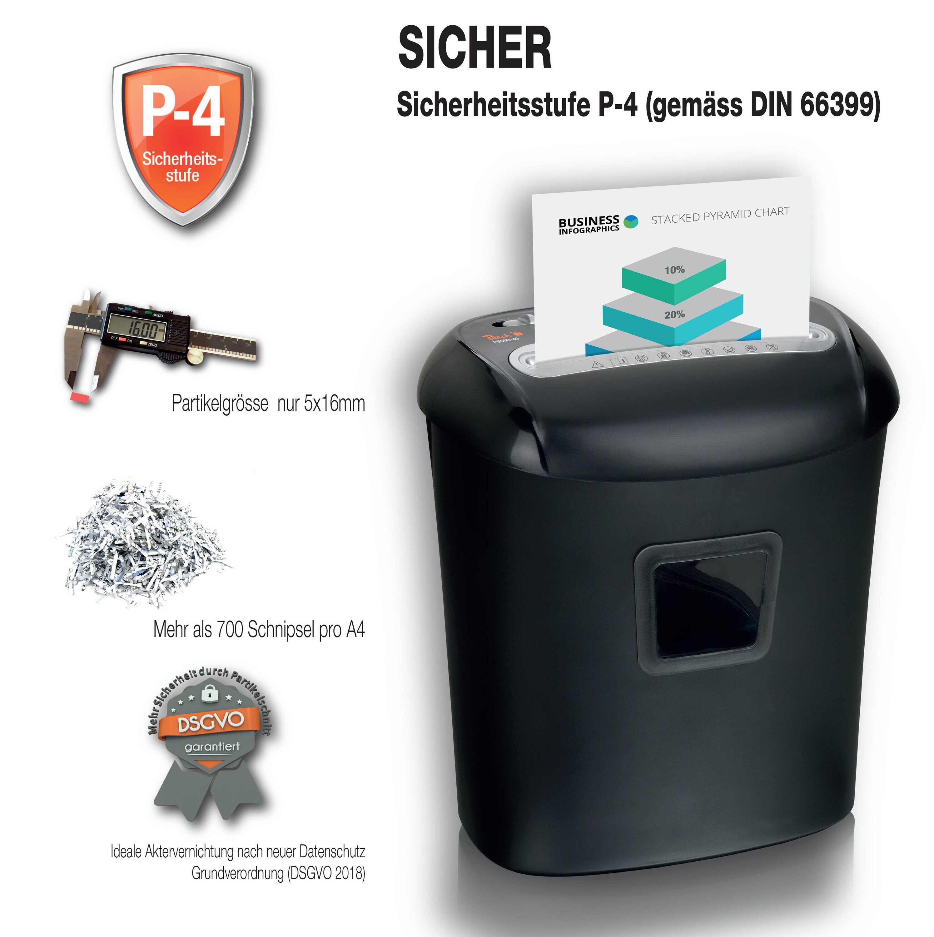 Peach P-4 - 10 Blatt -Aktenvernichter - PS500-40