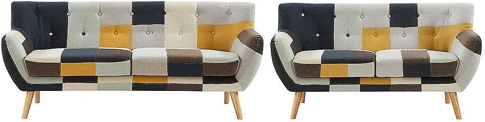 Vente-unique Sofa 3 + 2 Sitzer aus Stoff Patchwork Serti II