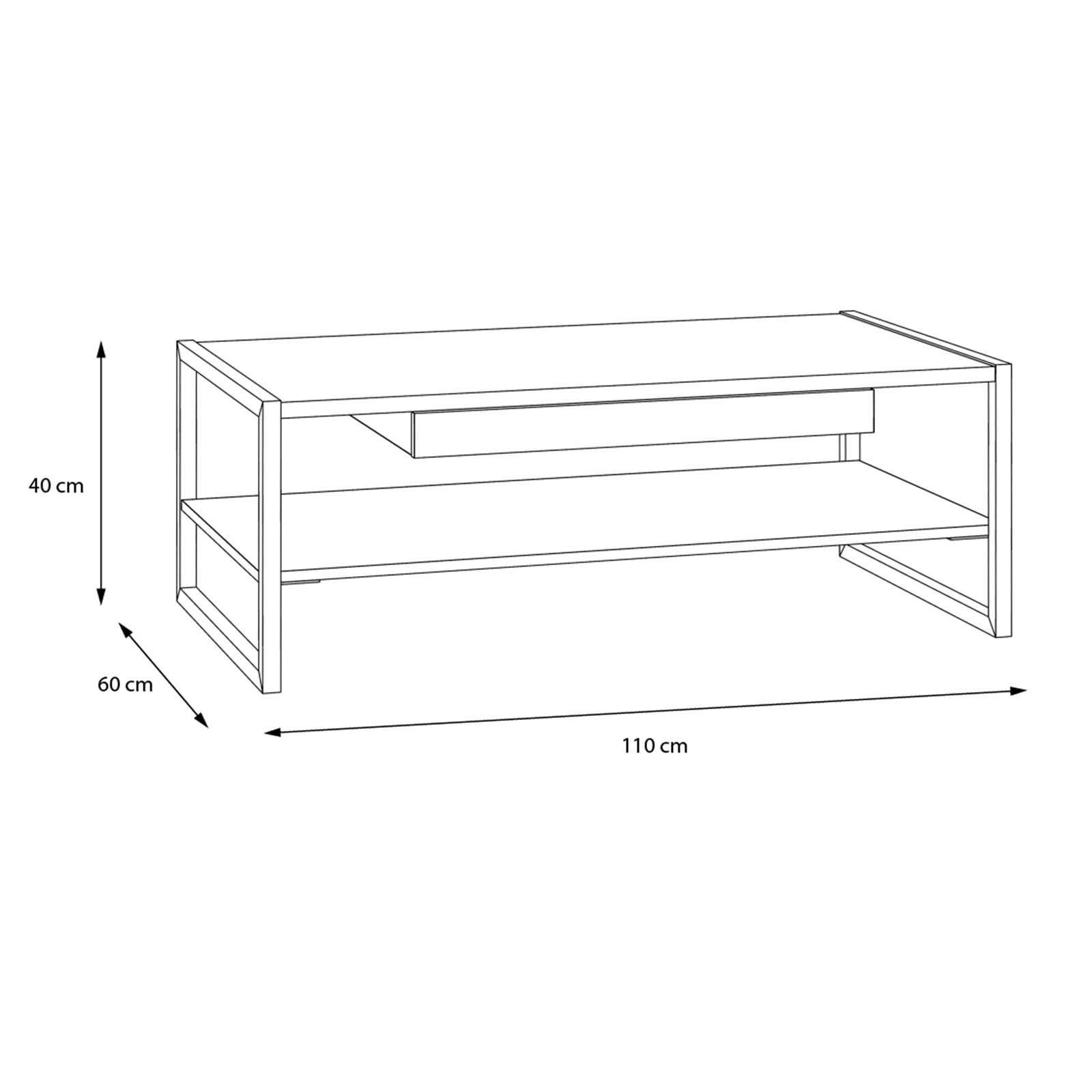 Couchtisch - Eiche schwarz - Riviera Eiche - 110 cm