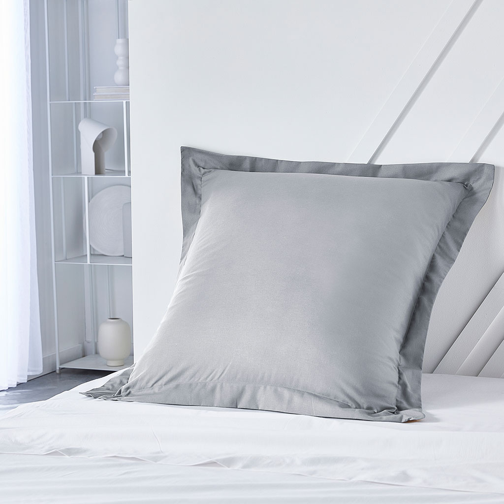Taie d'oreiller satin de coton acier 63x63cm