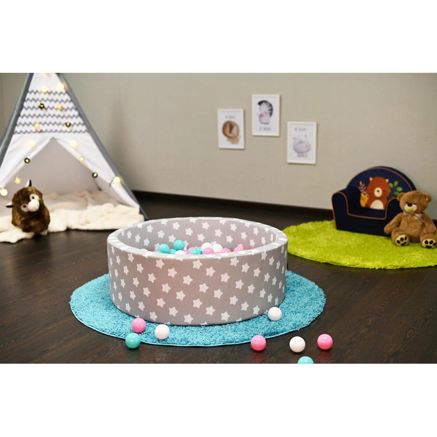knorr toys® Bällebad soft - Grey white stars - 300 balls rosecremelightblue grau