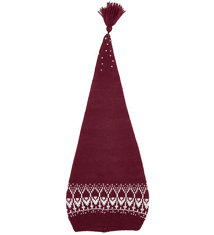 Mikk-Line Nissehue - Strik - Jacquard - Rød m. M?nster