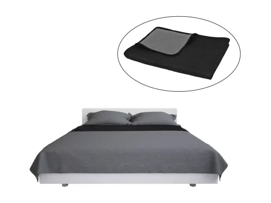 Couvre-lit à double face matelassé 220x240 Gris et noir