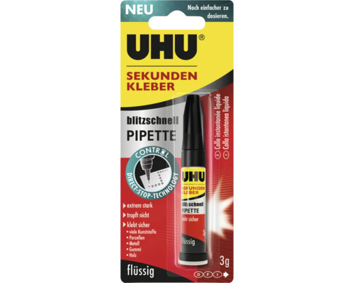 UHU Super Glue Bliksemsnelle Pipet 3 g