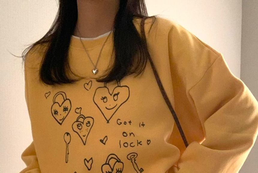 SeoulPop - Losvallende sweatshirt met hartprint