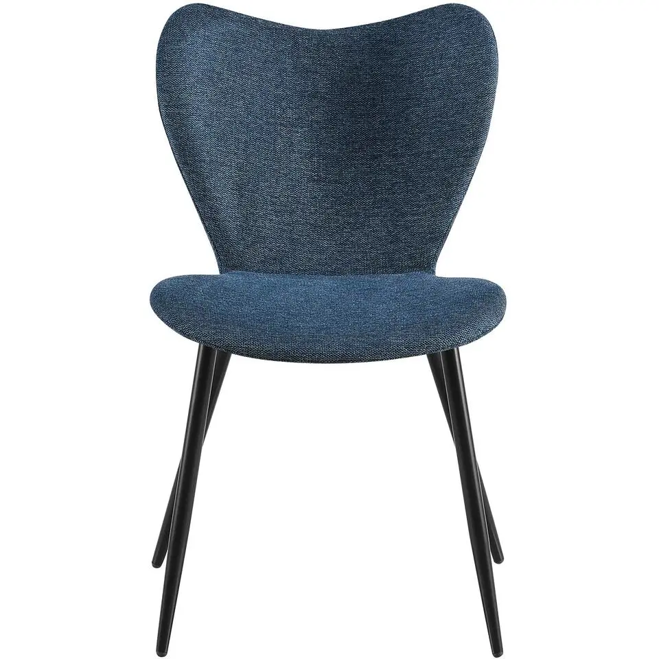 CLP Eetkamerstoel Maika zwart Frame - Stof - blauw