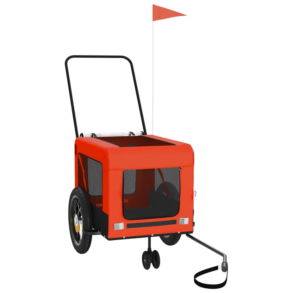 vidaXL Pet Bike Trailer Iron Oxford Cloth Orange Black