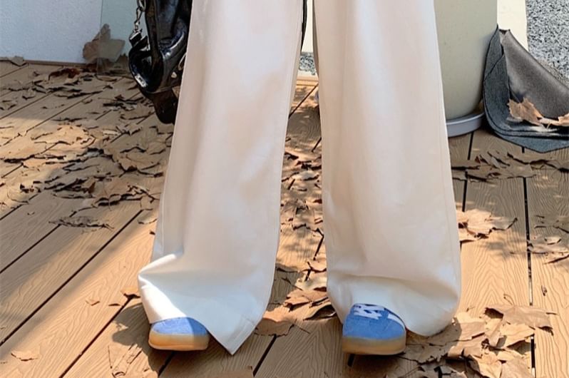 Beem - Middelhoge taille effen wijde jeans