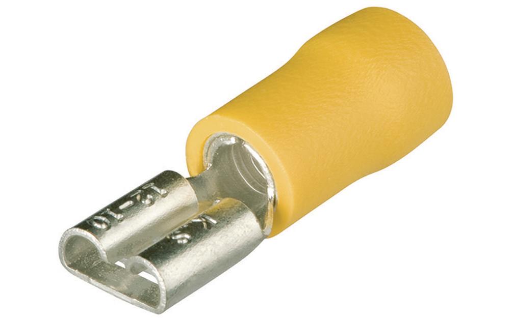 Flachsteckhülsen 6.3 x 0.8 mm Gelb, 100 StückIsolierte Flachsteckhülsen