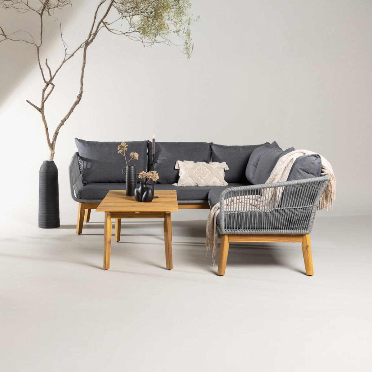 FjÃ´rd - Loungeset Grijs|Naturel - Acaciahout - Chania