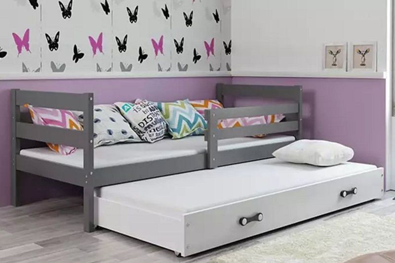 BMS - Jeugdbed - 80x190 cm - Grafiet/Wit - Uitschuifbaar
