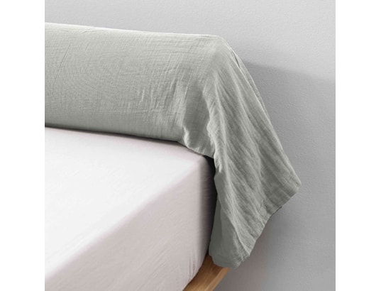 TERRE DE NUIT - Taie d'oreiller Taie de traversin double gaze de coton gris clair 160 cm