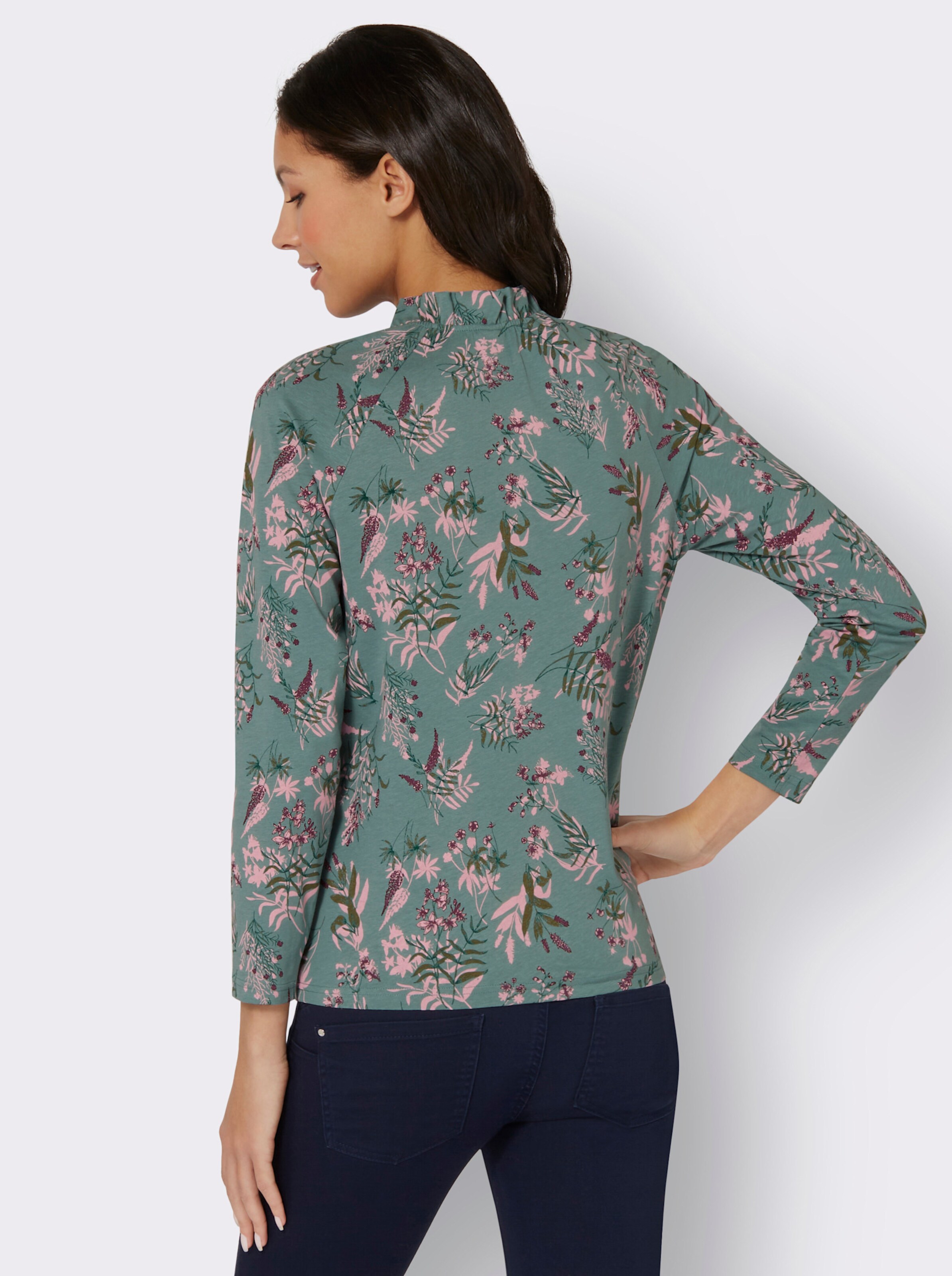 Stehkragenshirt mit Rüschen