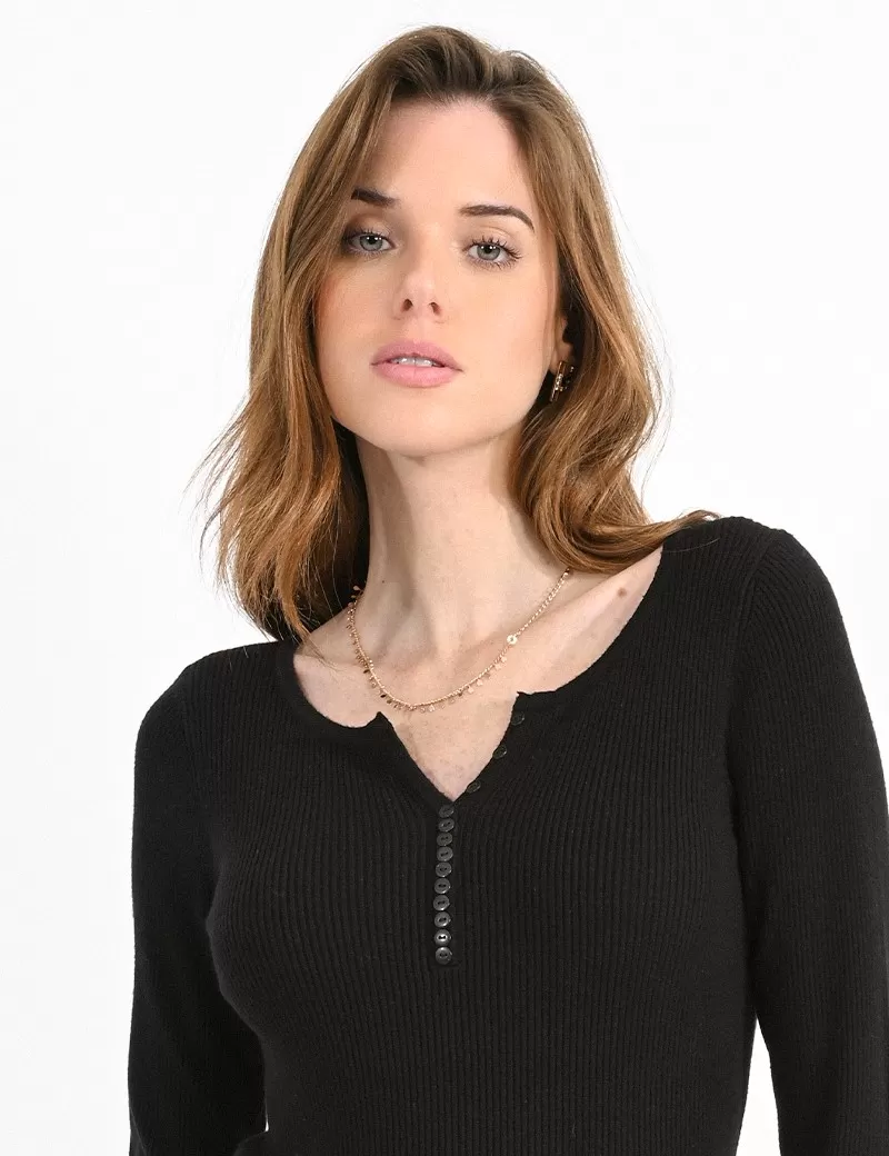 MOLLYBRACKEN PULL OUVERTURE COL V NOIR