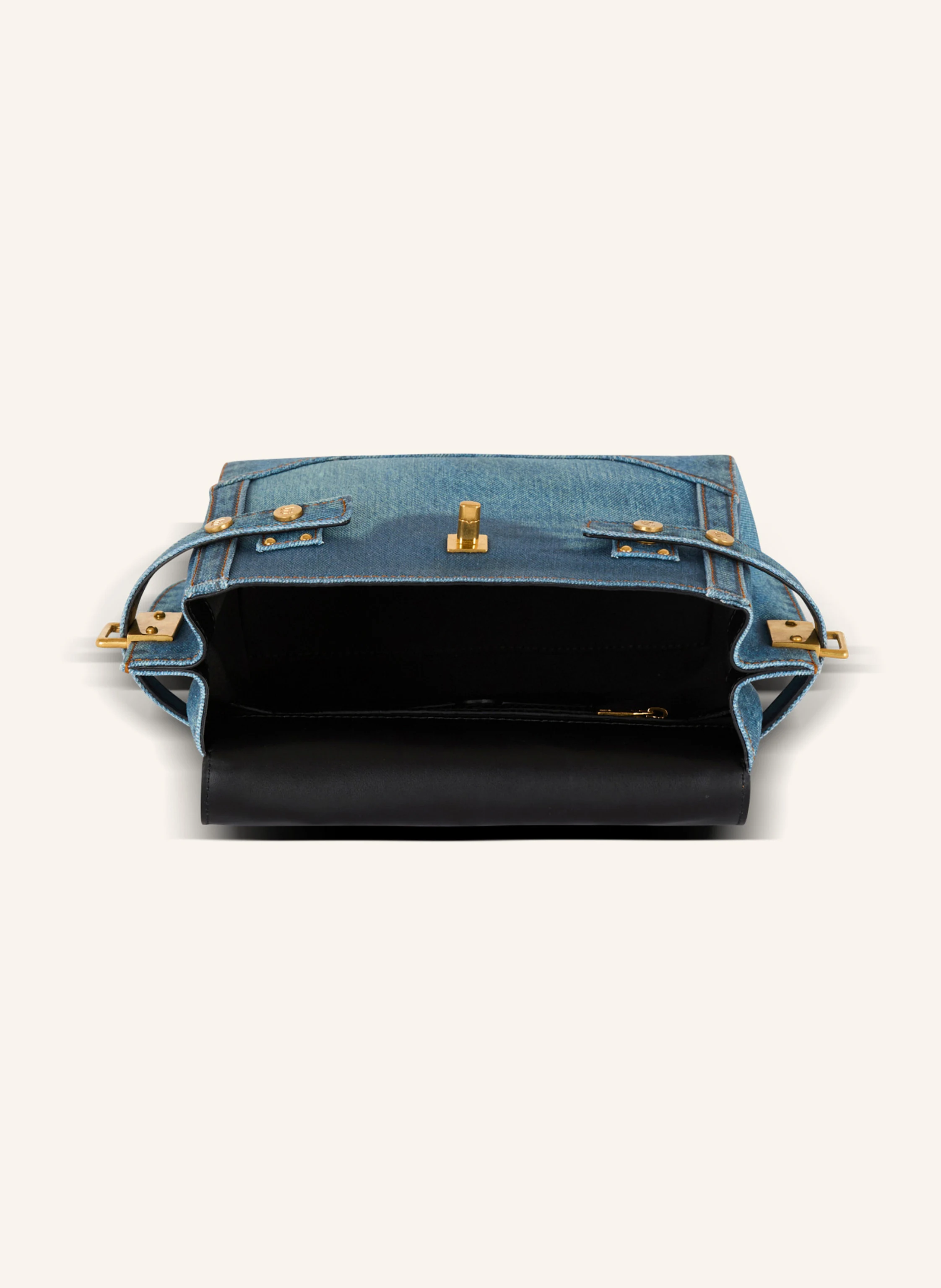 BALMAIN Tasche B-Buzz 23 aus Canvas mit Denim-Print