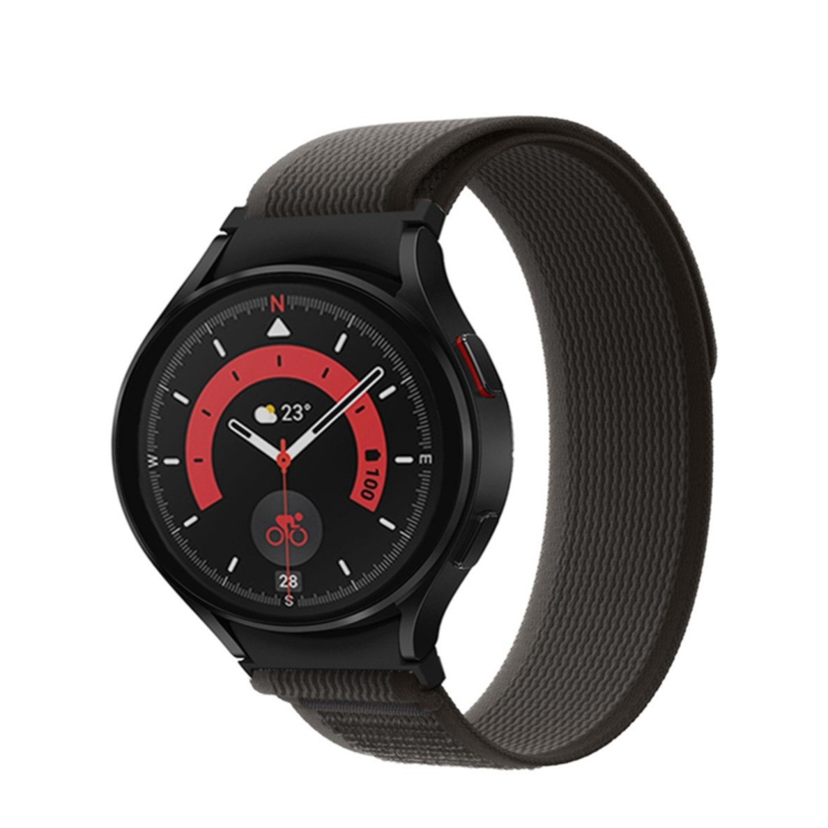 Samsung Galaxy Watch 4 (40mm) Stoff Sport Armband mit Klettverschluss (Gelenkumfang: 170-245mm) - Grau/Schwarz