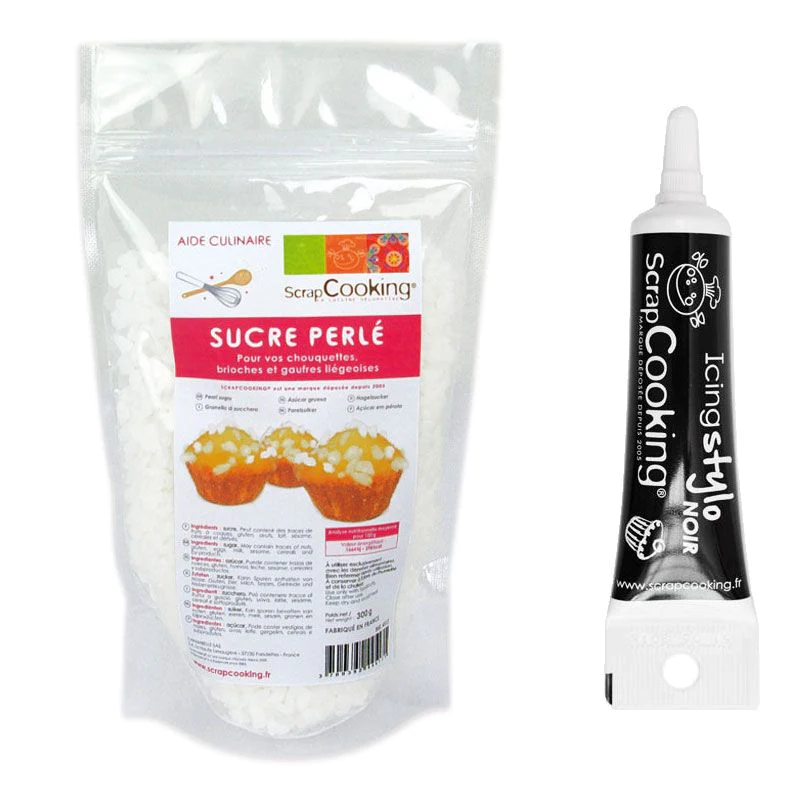 Sucre perlé 300 g + Stylo de glaçage noir Scrapcooking