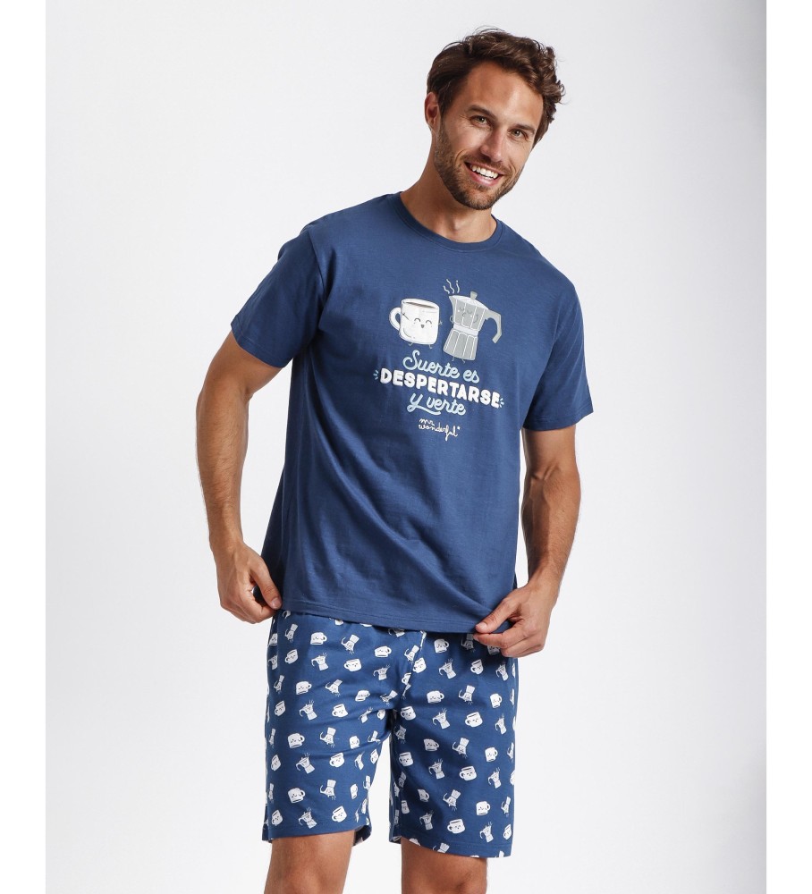 Pijama de manga curta Aznar Innova Wake Up Marine