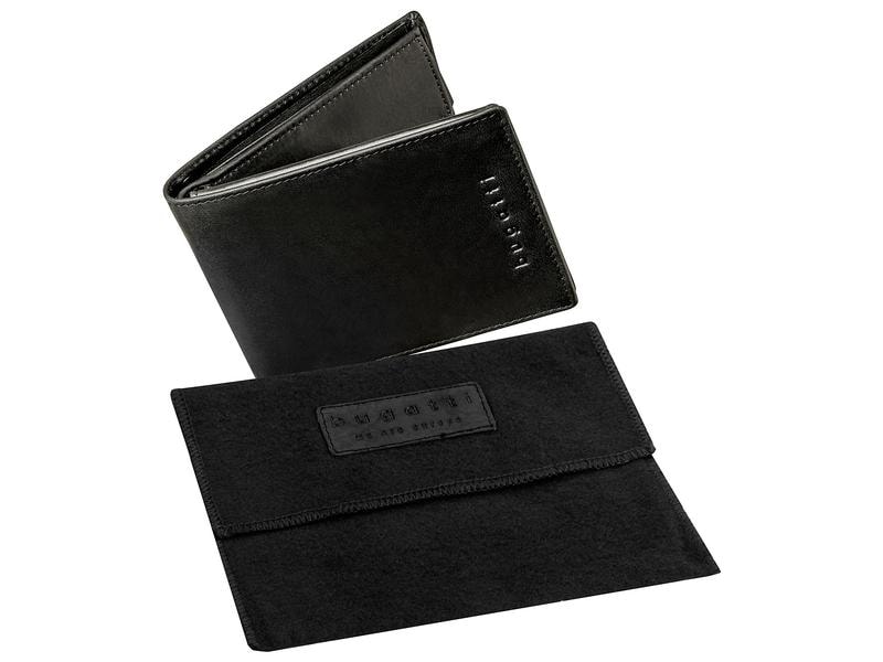 Bugatti Portemonnaie Romano Schwarz Scheintasche mit Klappe und RFID-Schutz