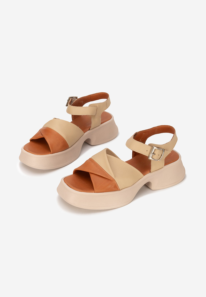 Sandales en cuir naturel beige Kassia
