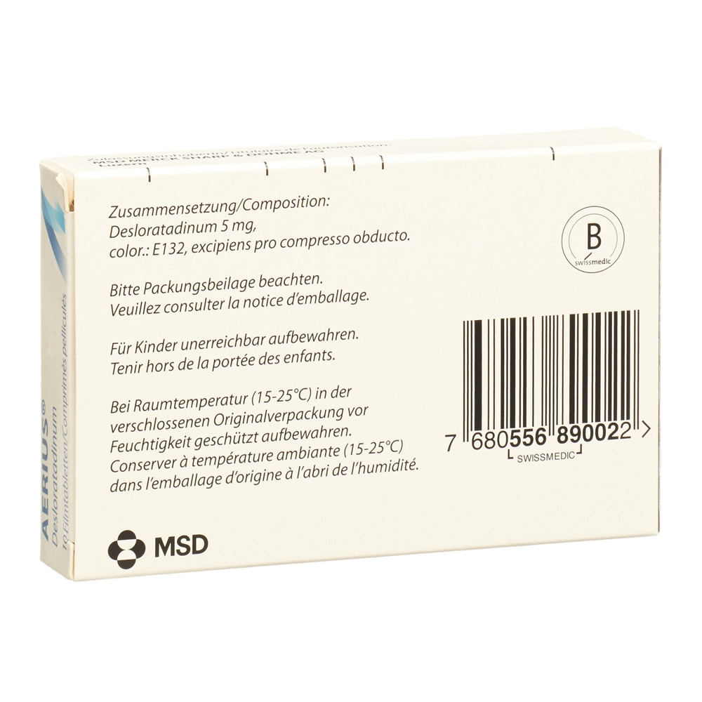 AERIUS Filmtabl 5 mg Blist 10 Stk