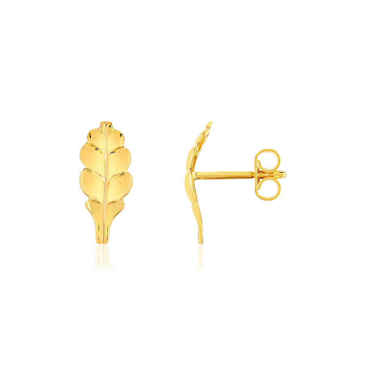 Boucles d'oreilles or jaune 375 motif feuille