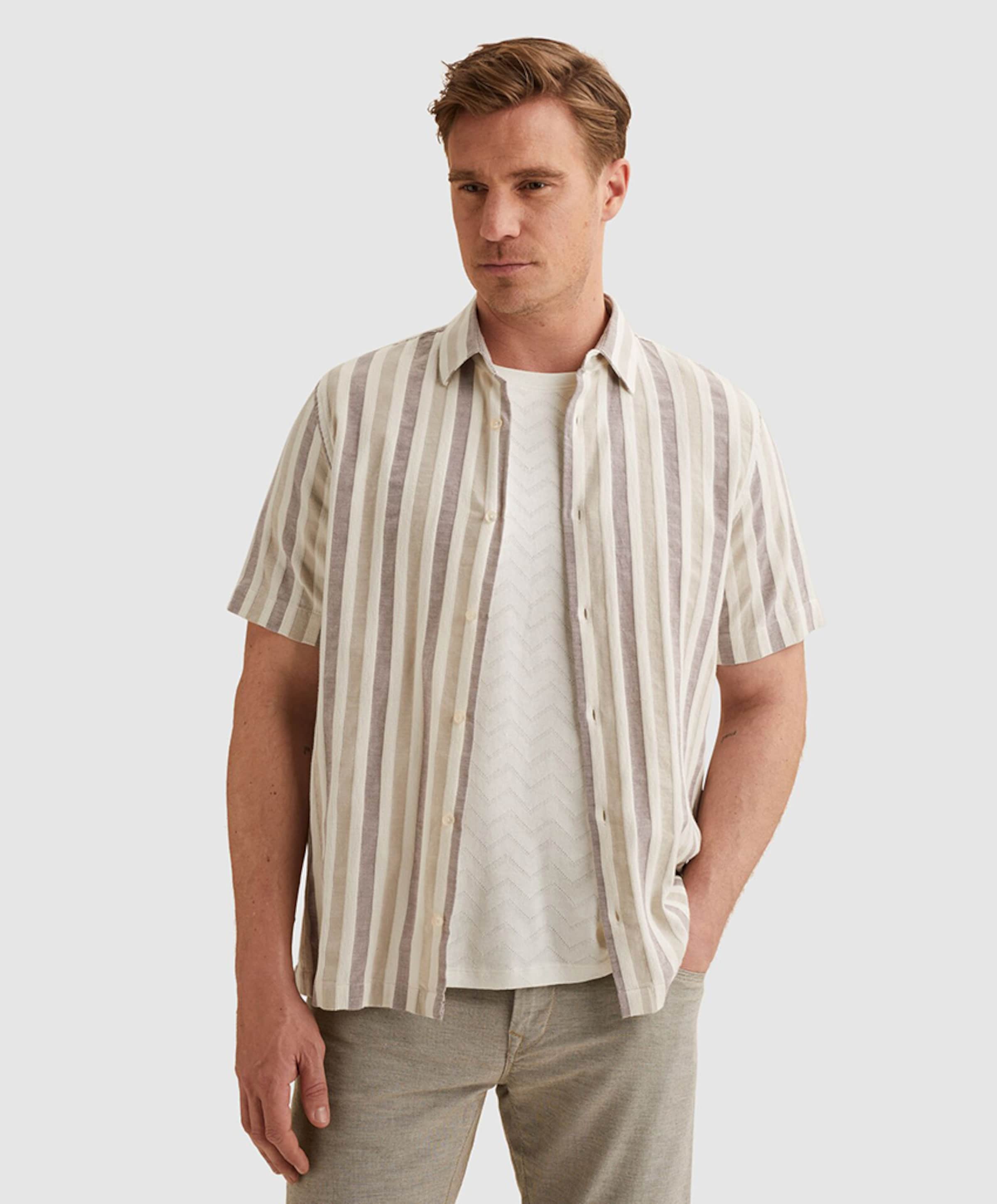 Vanguard Heren overhemd korte mouw bordeaux