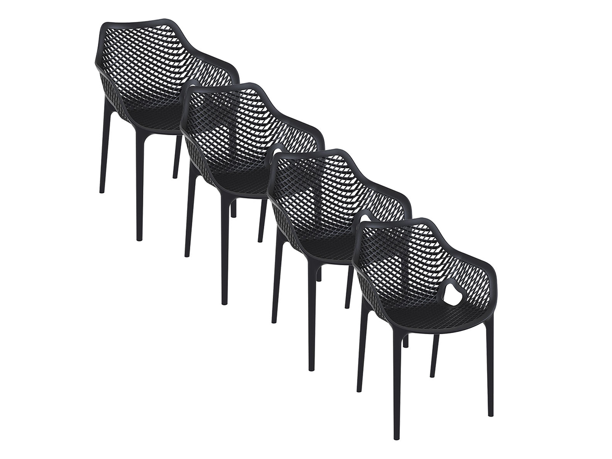 Garden Impressions Air XL set van 4 design tuinstoelen - Black