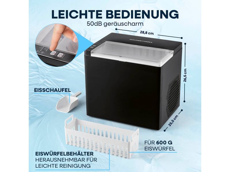 GOURMETmaxx Eiswürfelmaschine 12 kg/24h Eiswürfelmaschine mit Auffangkorb und Eisschaufel
