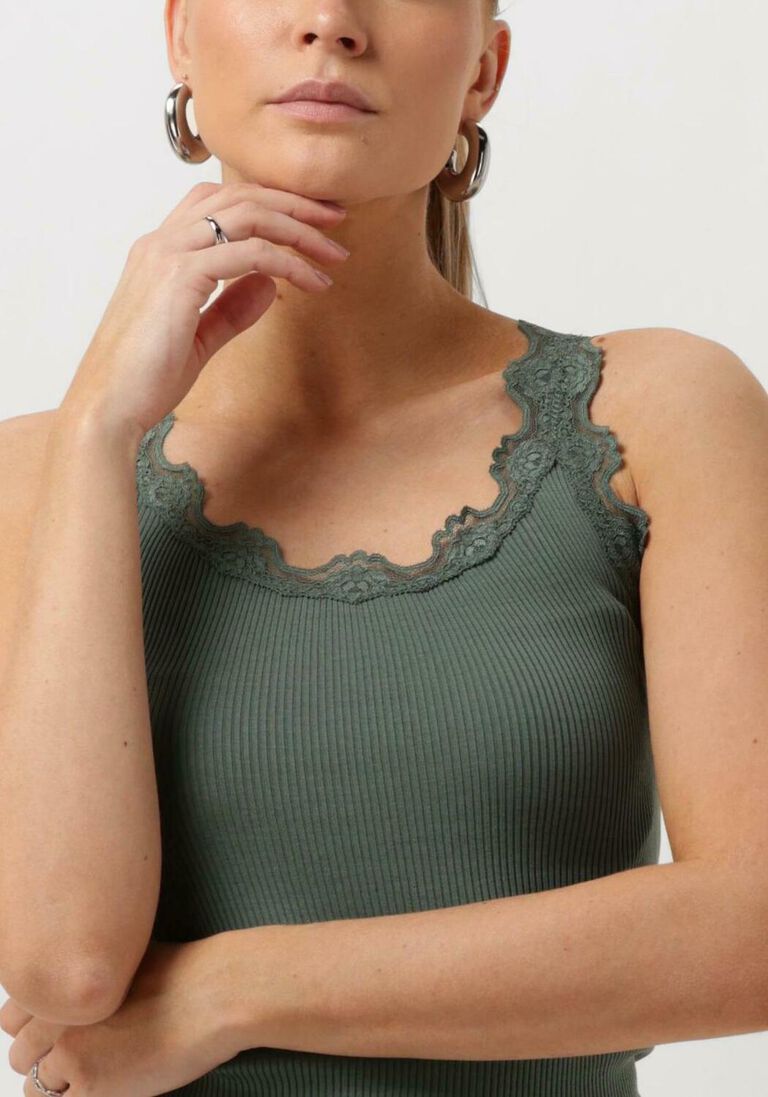 ROSEMUNDE donkergroene rosemunde top silk top w/ lace