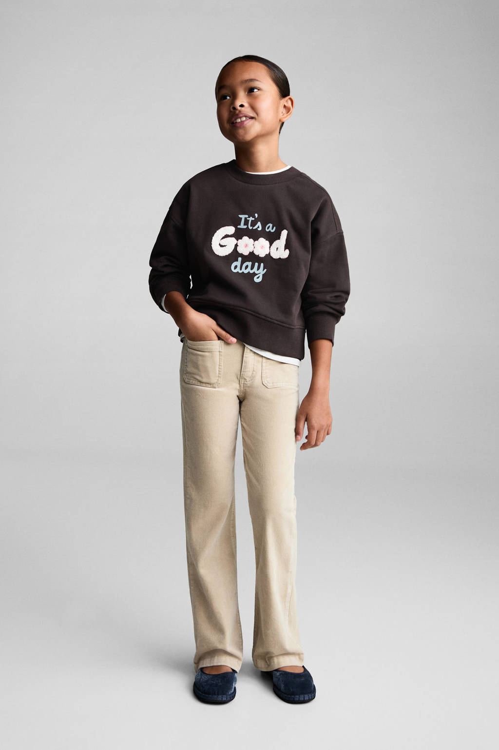 Mango Kids flared casual broek beige