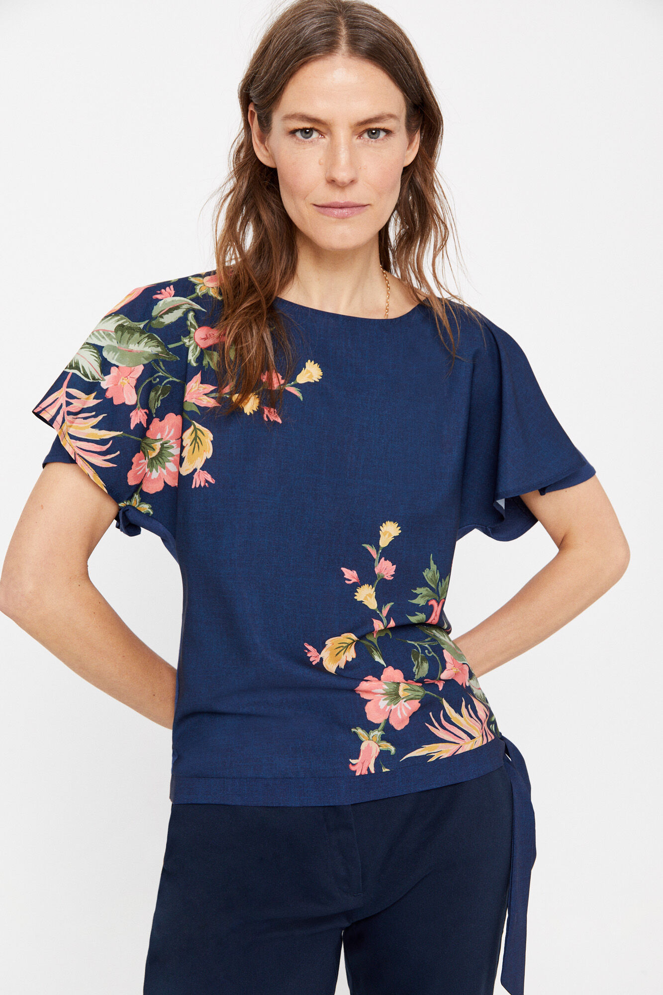 Blusa estampada - Azul marinho