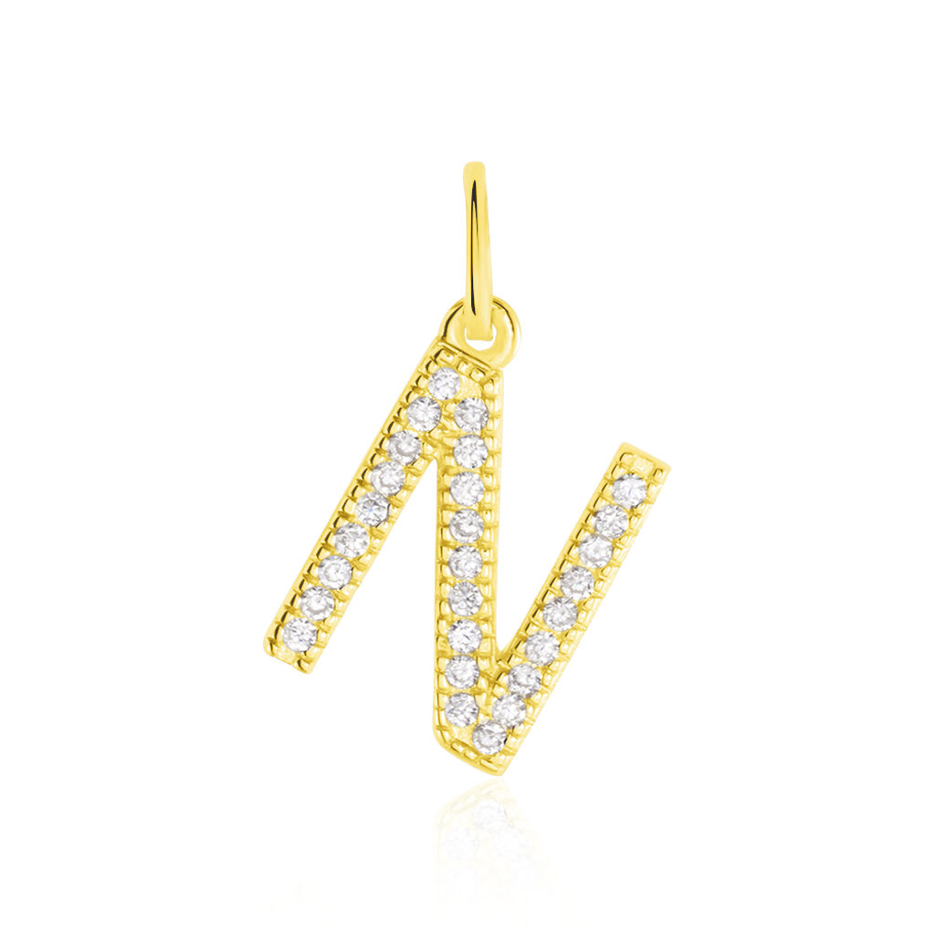 Pendentif Lettre N Or Jaune Oxyde