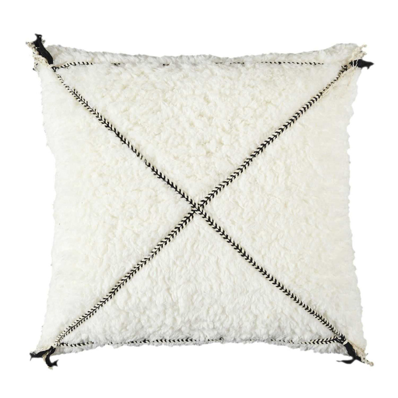Home Deco Factory Coussin Sherpa motif tressé blanc - 40x40 cm