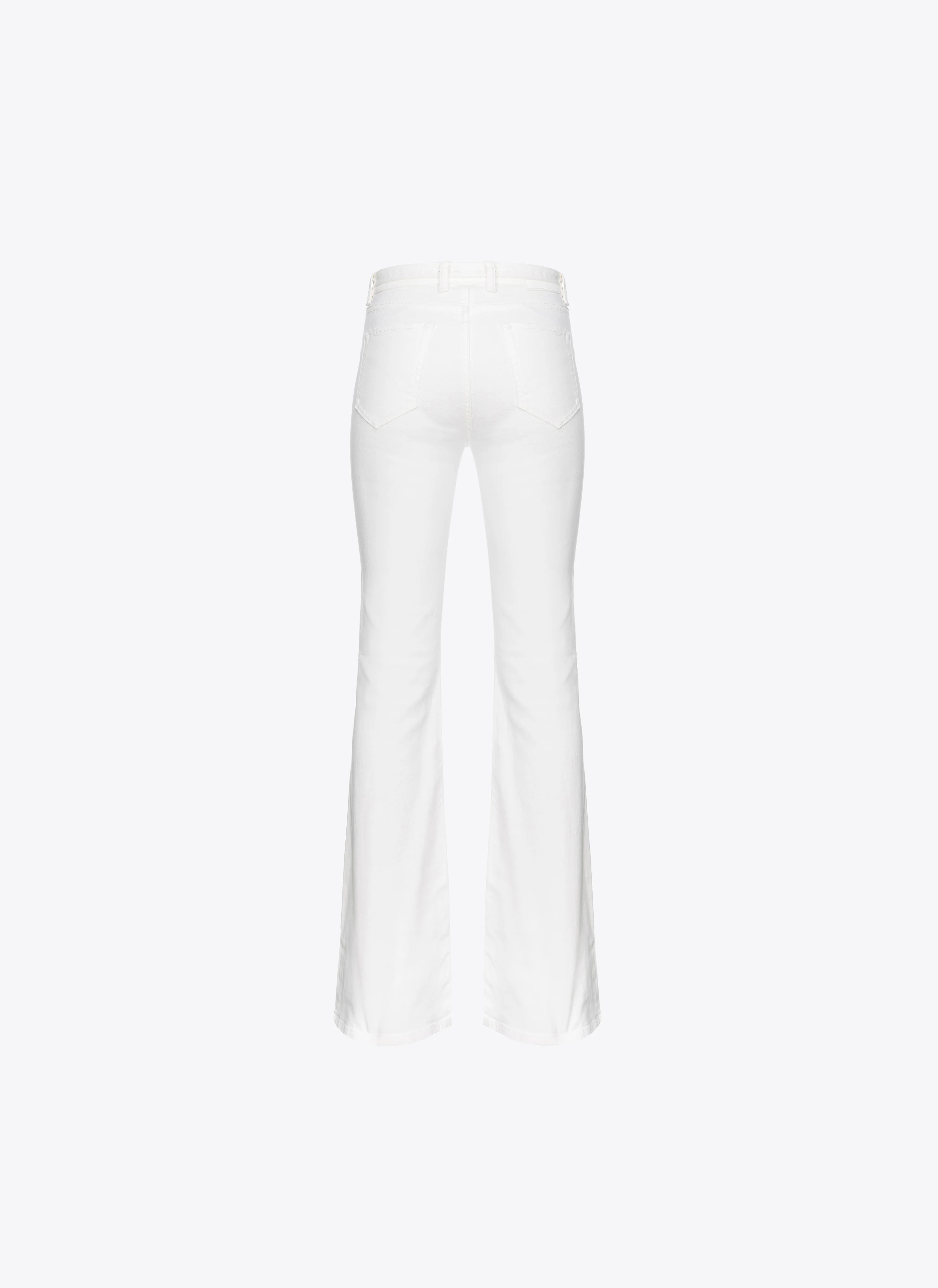 Pantalon flare ceinturé stretch | Blanc