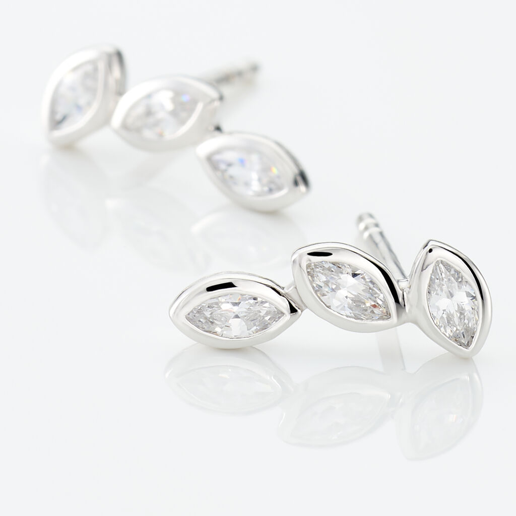 Boucles D'oreilles Grimpantes Elohane Argent Blanc Oxyde De Zirconium