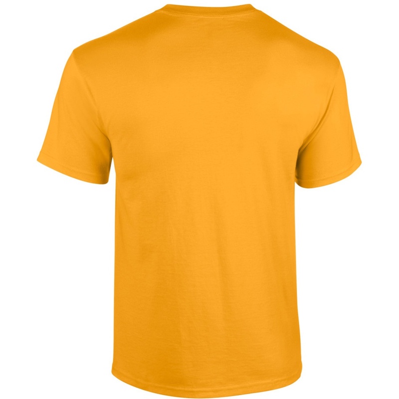 Camiseta básica de manga curta Gildan Heavy Cotton, 100% algodão grosso.