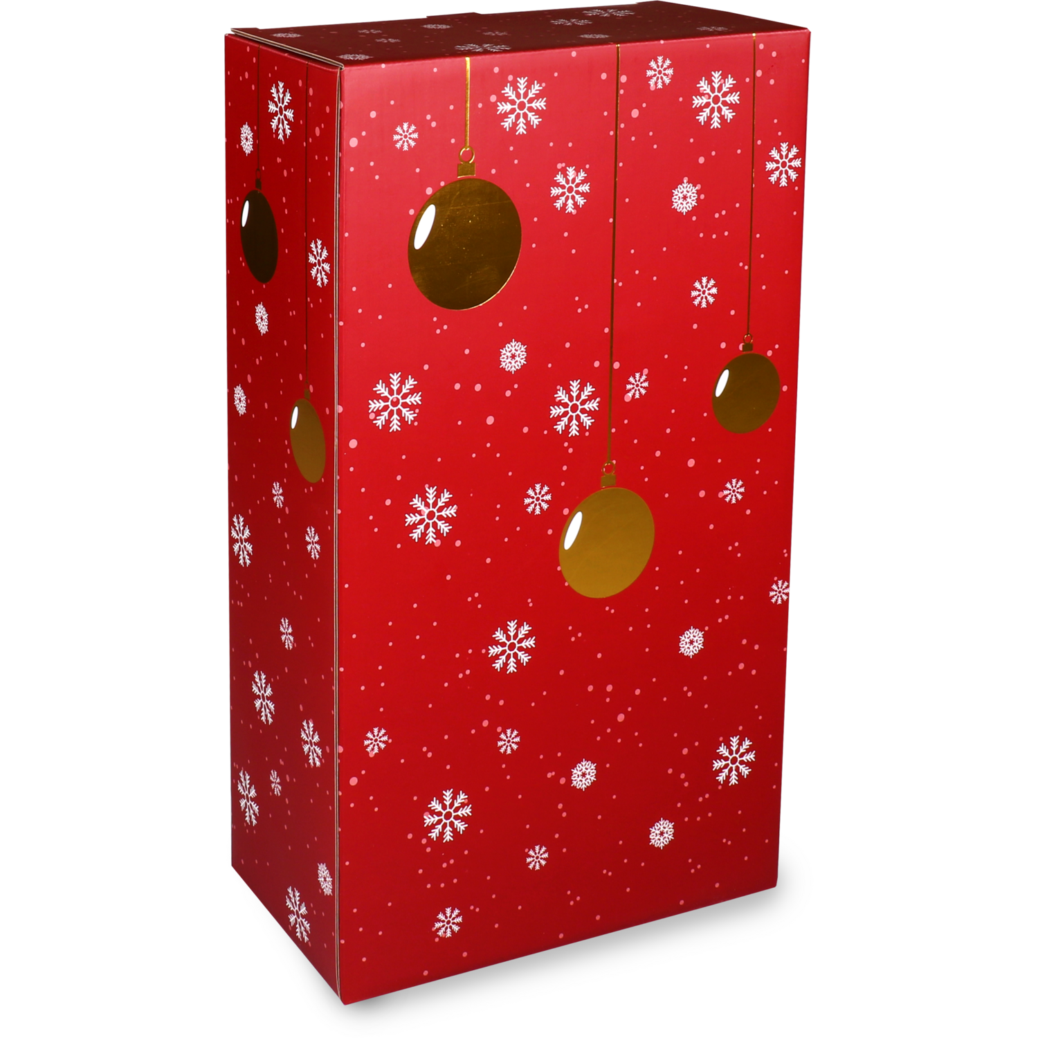 Flesdoos, Wonderful Time, karton + PP, 2 flessen, 191x95x330mm, Kerstmis, rood