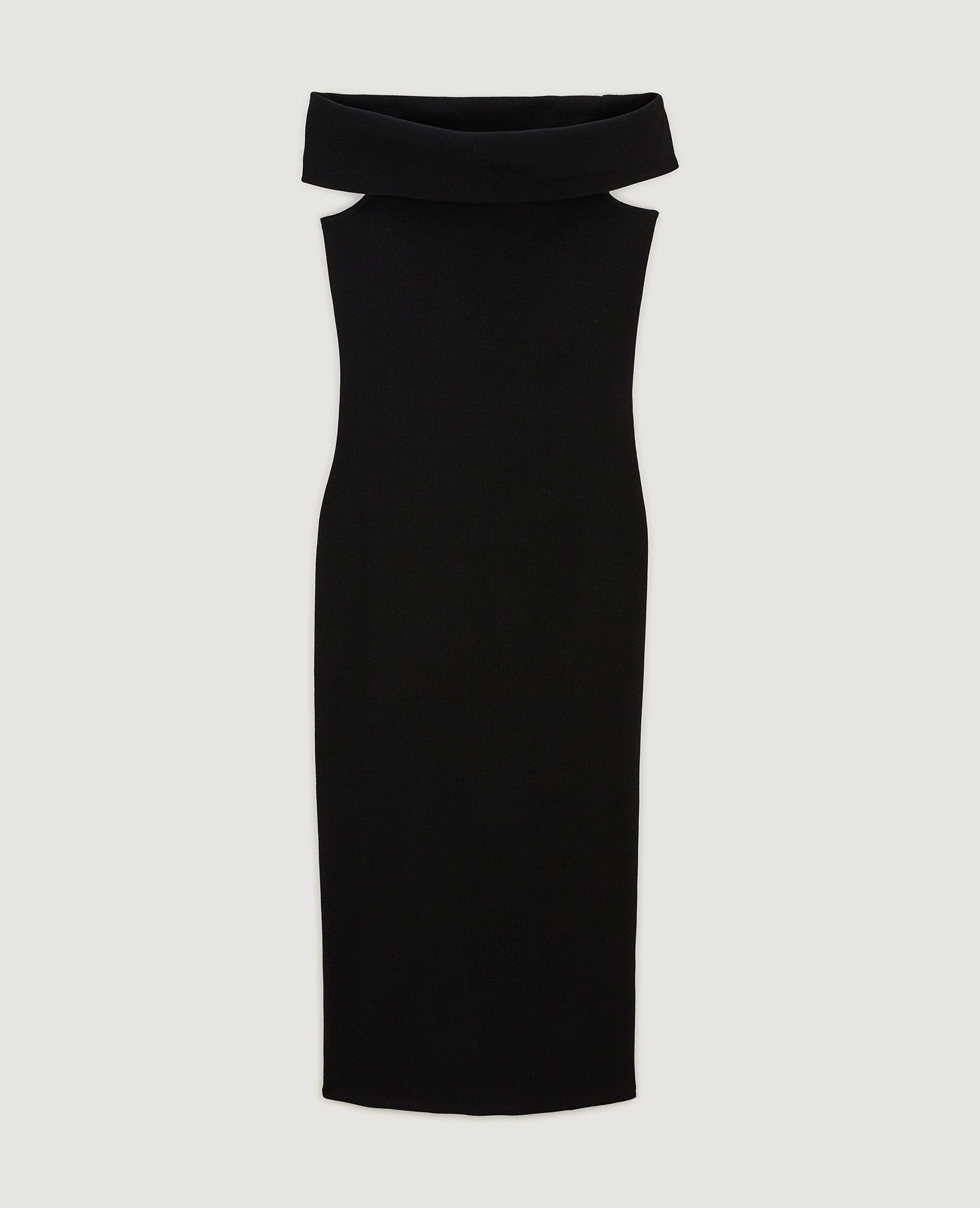 Robe midi encolure Bardot - Noir