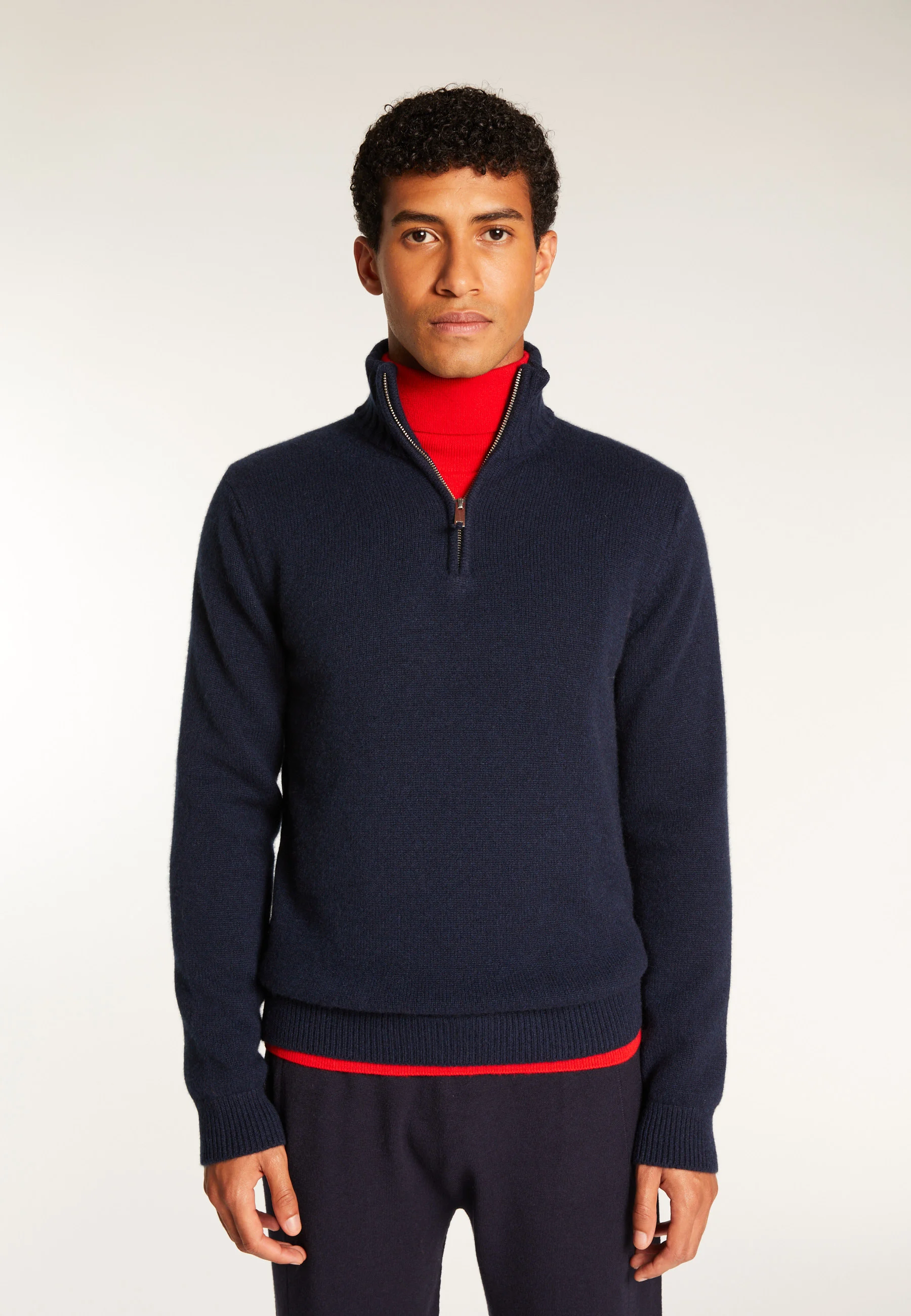 EMILIANO DUO - Pull camionneur en cachemire 6 fils | Bleu