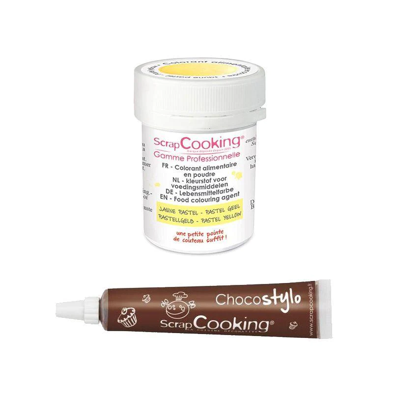 Stylo chocolat + Colorant alimentaire en poudre jaune pastel Scrapcook